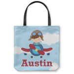 Airplane & Pilot Canvas Tote Bag - Small - 13"x13" (Personalized)
