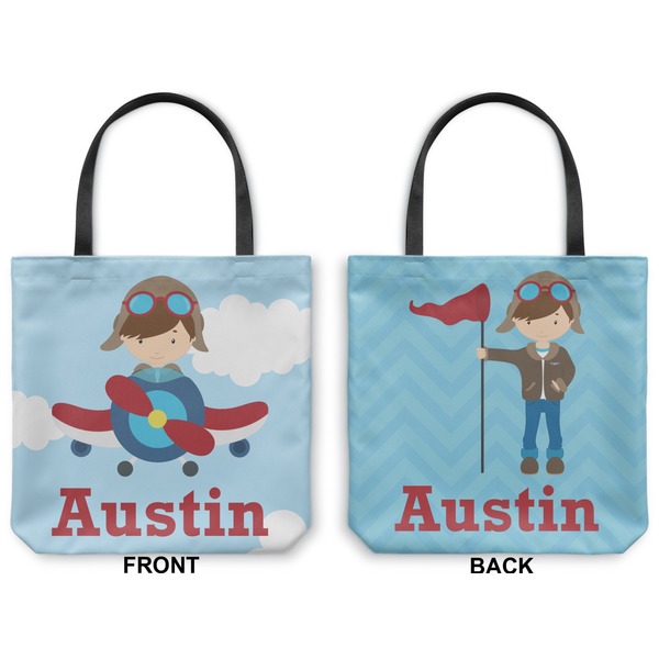Airplane & Pilot Canvas Tote - Front and Back