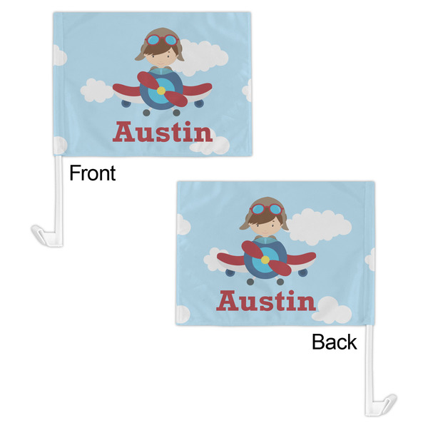 Airplane & Pilot Car Flag - 11" x 8" - Front & Back View