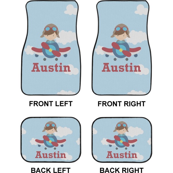 Airplane & Pilot Car Floor Mats Set (2F + 2B)