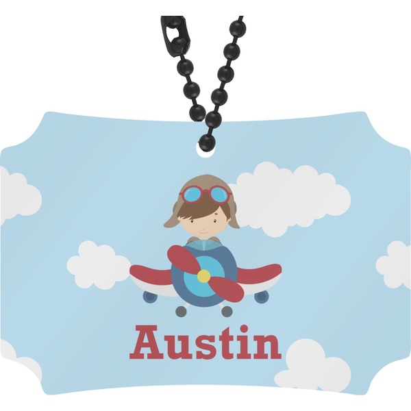 Custom Airplane & Pilot Rear View Mirror Ornament (Personalized)