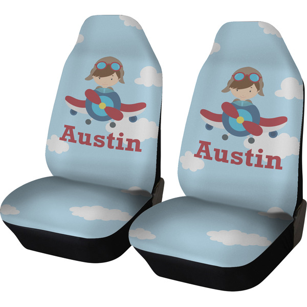 Custom Airplane & Pilot Car Seat Covers (Set of Two) (Personalized)
