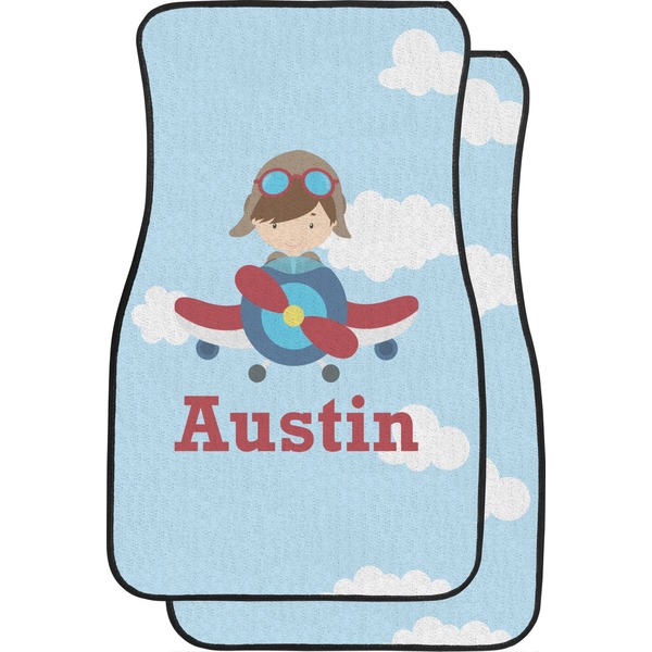 Custom Airplane & Pilot Car Floor Mats (Front Seat) (Personalized)