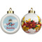 Airplane & Pilot Ceramic Christmas Ornament - Poinsettias (APPROVAL)