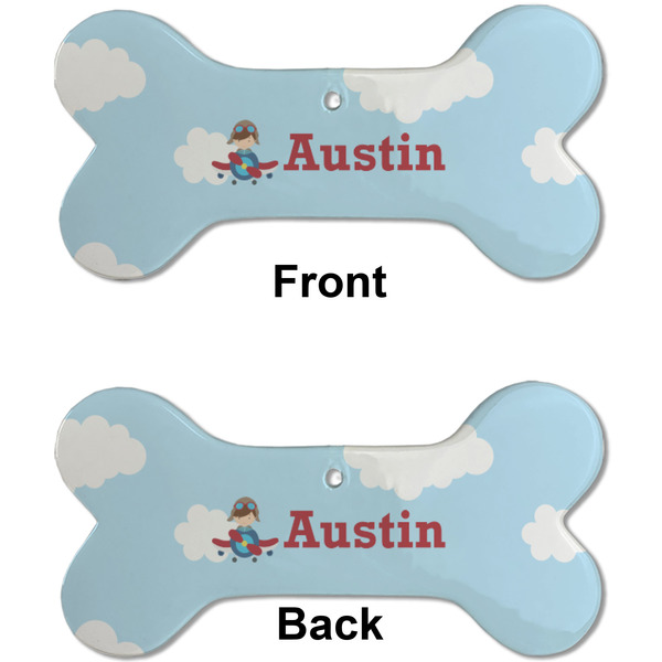 Airplane & Pilot Ceramic Flat Ornament - Bone Front & Back (APPROVAL)