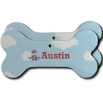 Airplane & Pilot Ceramic Dog Ornament - Front & Back w/ Name or Text