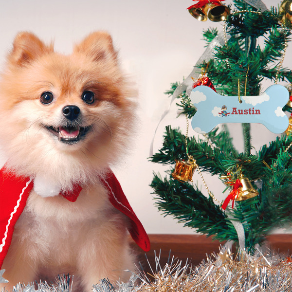 Airplane & Pilot Ceramic Flat Ornament - Bone (LIFESTYLE)