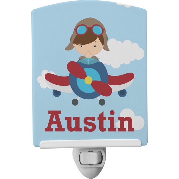 Custom Airplane & Pilot Ceramic Night Light (Personalized)