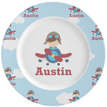 Airplane & Pilot Ceramic Dinner Plates (Set of 4) (Personalized)