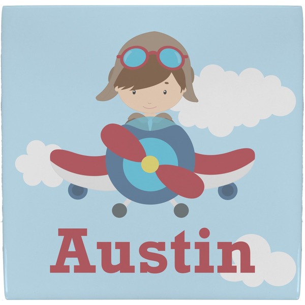 Custom Airplane & Pilot Ceramic Tile Hot Pad (Personalized)