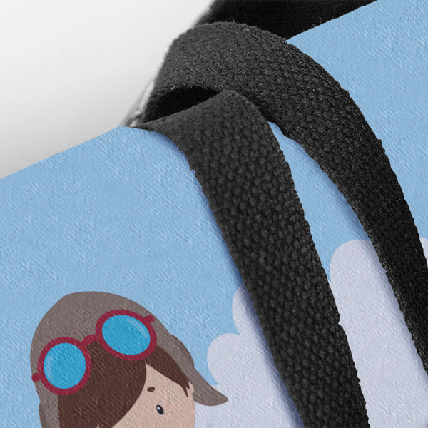 Airplane & Pilot Closeup of Tote w/Black Handles
