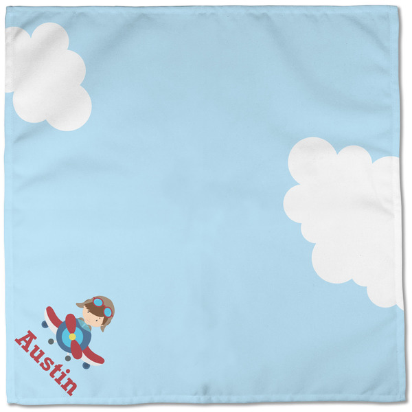Airplane & Pilot Cloth Napkins - Personalized Dinner (Full Open)