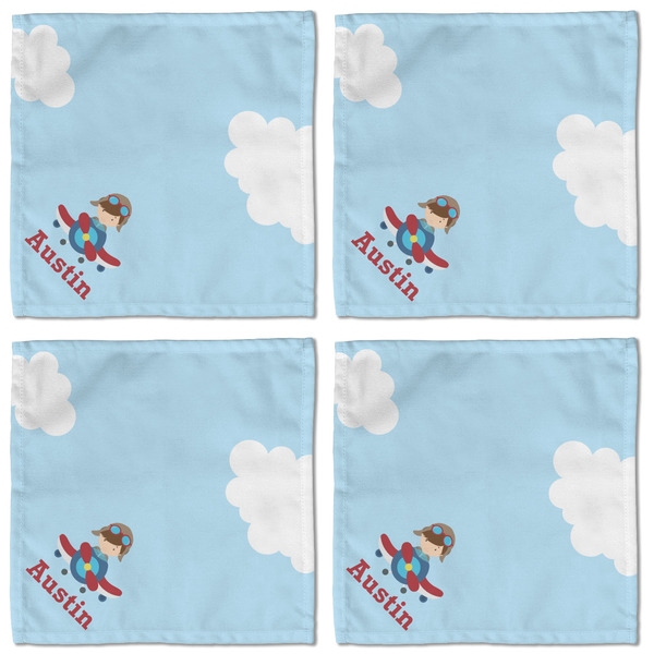Airplane & Pilot Cloth Napkins - Personalized Lunch (APPROVAL) Set of 4