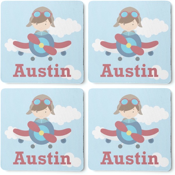 Airplane & Pilot Coaster Rubber Back - Apvl