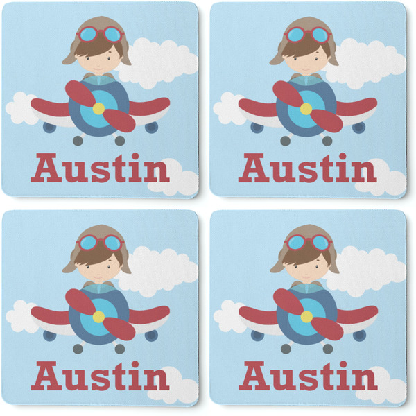 Airplane & Pilot Coaster Rubber Back - Apvl