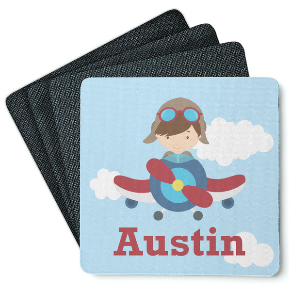 Airplane & Pilot Coaster Rubber Back - Main