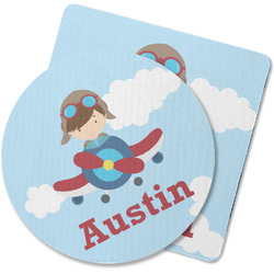 Airplane & Pilot Rubber Backed Coaster (Personalized)
