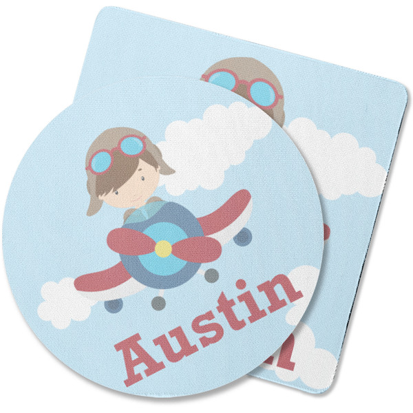 Custom Airplane & Pilot Rubber Backed Coaster (Personalized)