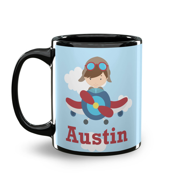 Airplane & Pilot Coffee Mug - 11 oz - Black
