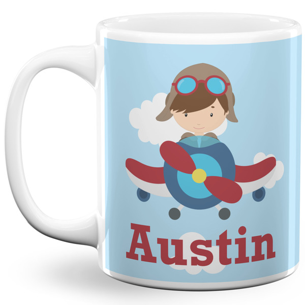 Custom Airplane & Pilot 11 Oz Coffee Mug - White (Personalized)