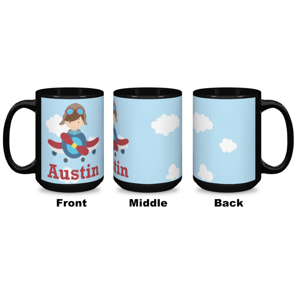 Airplane & Pilot Coffee Mug - 15 oz - Black APPROVAL