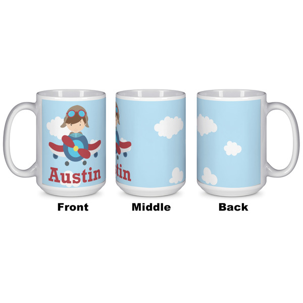 Airplane & Pilot Coffee Mug - 15 oz - White APPROVAL