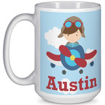 Airplane & Pilot 15 Oz Coffee Mug - White (Personalized)
