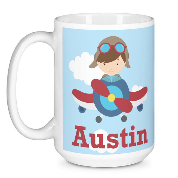 Airplane & Pilot Coffee Mug - 15 oz - White