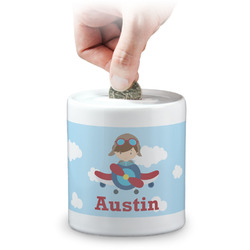 Airplane & Pilot Coin Bank (Personalized)