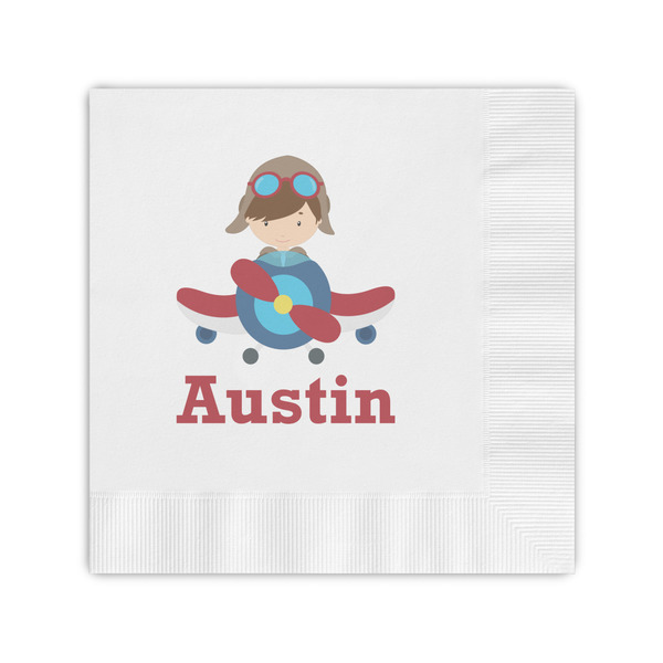 Custom Airplane & Pilot Coined Cocktail Napkins (Personalized)