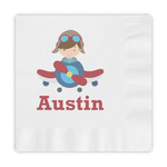 Airplane & Pilot Embossed Decorative Napkins (Personalized)