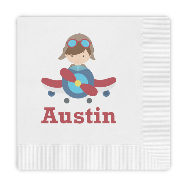 Custom Airplane & Pilot Embossed Decorative Napkins (Personalized)