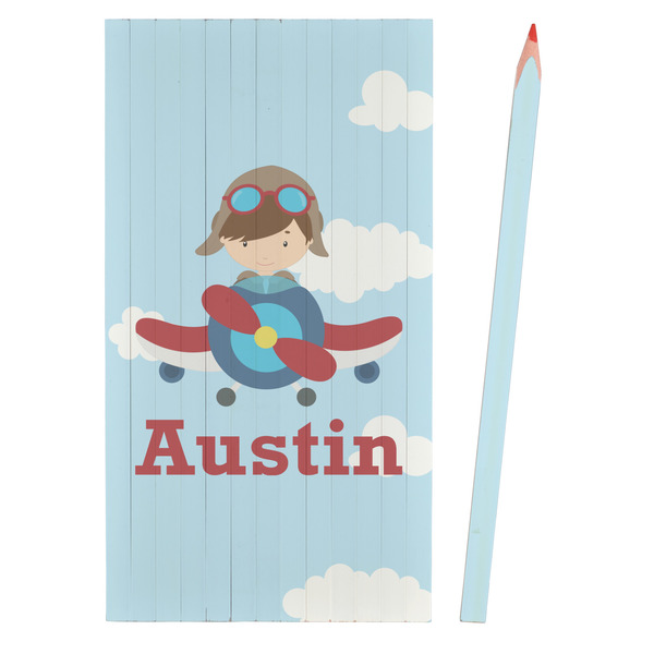 Airplane & Pilot Colored Pencils - Front View