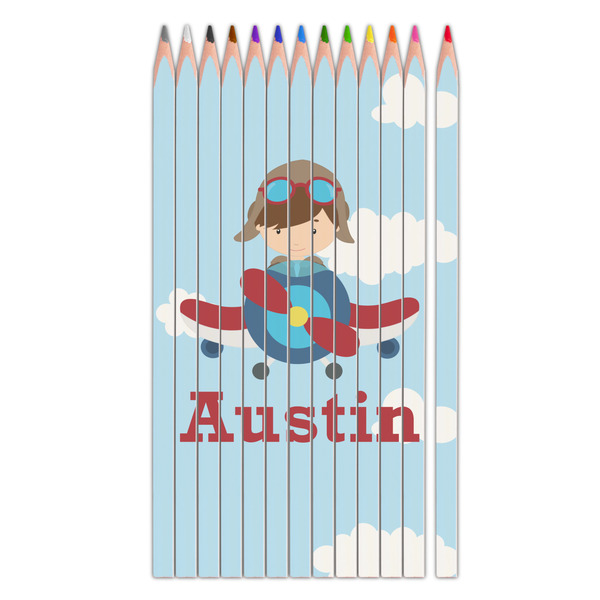 Custom Airplane & Pilot Colored Pencils (Personalized)