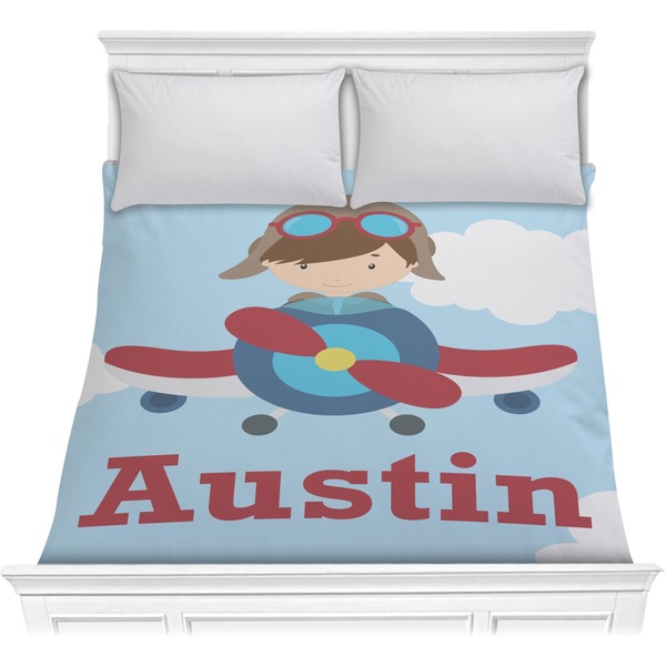 Custom Airplane & Pilot Comforter - Full / Queen (Personalized)