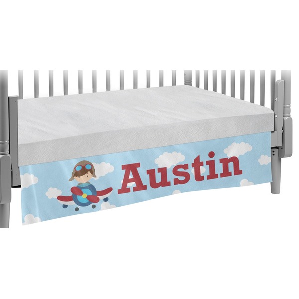 Custom Airplane & Pilot Crib Skirt (Personalized)
