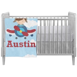 Airplane & Pilot Crib Comforter / Quilt (Personalized)