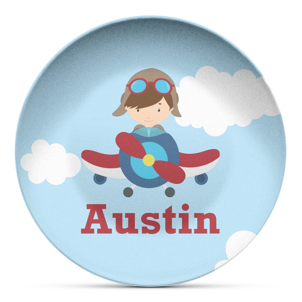 Custom Airplane & Pilot Microwave Safe Plastic Plate - Composite Polymer (Personalized)