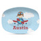 Airplane & Pilot Plastic Platter - Microwave & Oven Safe Composite Polymer (Personalized)