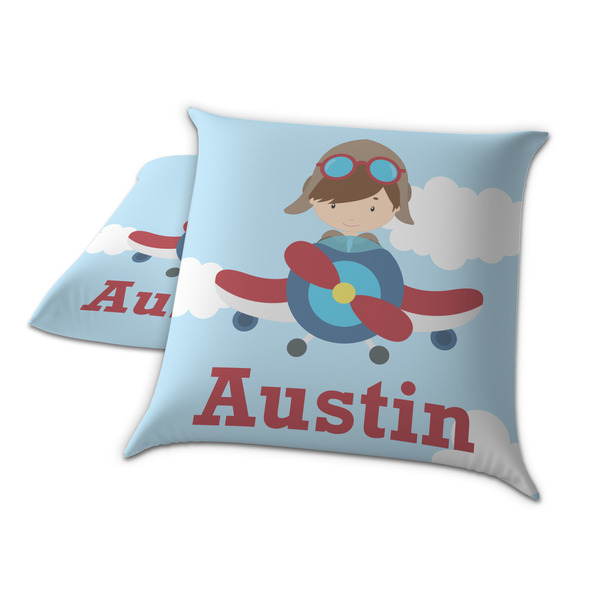Airplane & Pilot Decorative Pillow Case - TWO