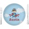 Airplane & Pilot Glass Lunch / Dinner Plate 10" (Personalized)