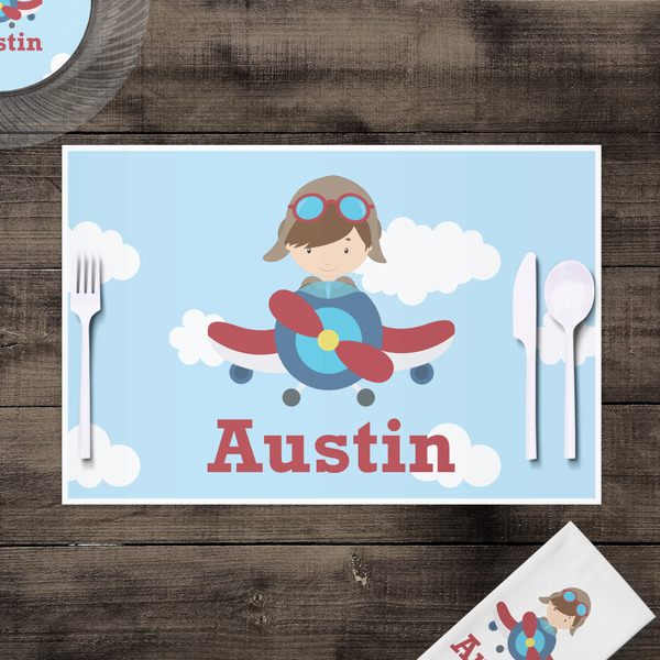 Airplane & Pilot Disposable Paper Placemat - In Context