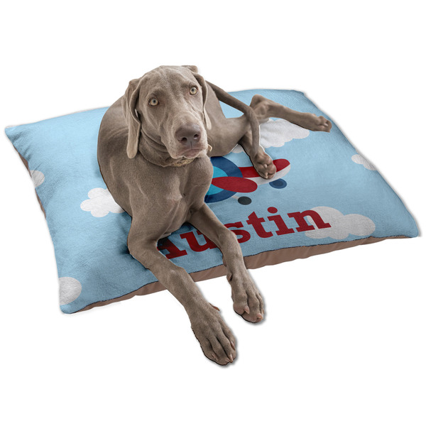 Custom Airplane & Pilot Dog Bed - Large w/ Name or Text