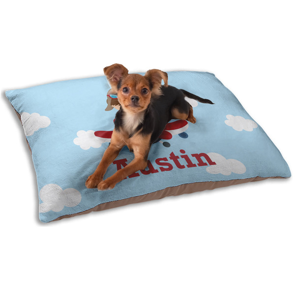 Custom Airplane & Pilot Dog Bed - Small w/ Name or Text