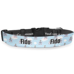 Airplane & Pilot Deluxe Dog Collar - Small (8.5" to 12.5") (Personalized)