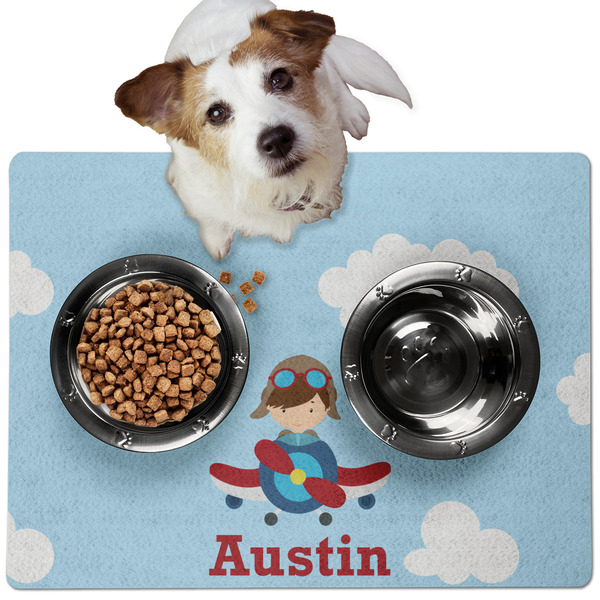Airplane & Pilot Dog Food Mat - Medium LIFESTYLE