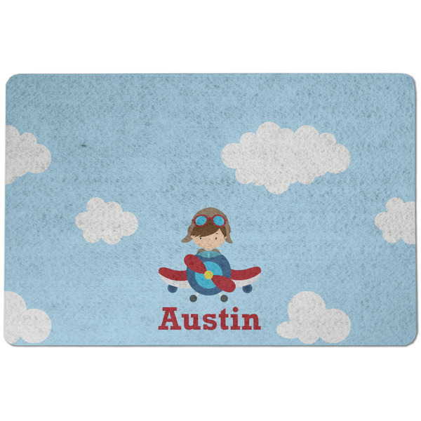 Custom Airplane & Pilot Dog Food Mat w/ Name or Text