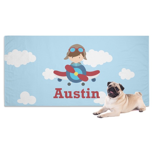 Custom Airplane & Pilot Dog Towel (Personalized)