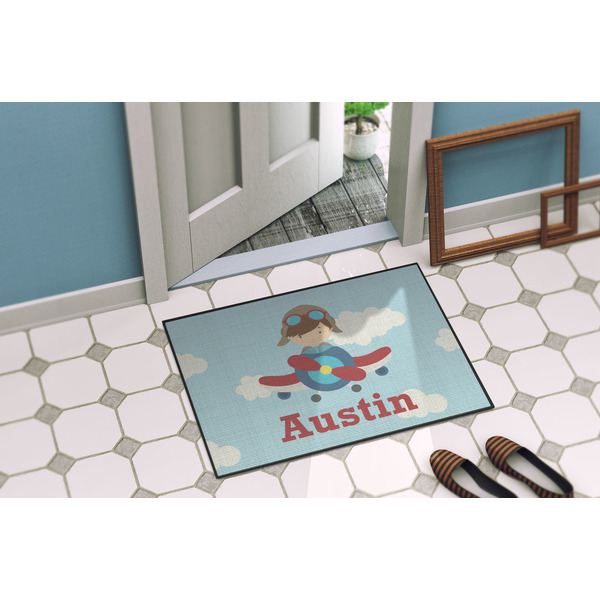 Airplane & Pilot Door Mat Lifestyle