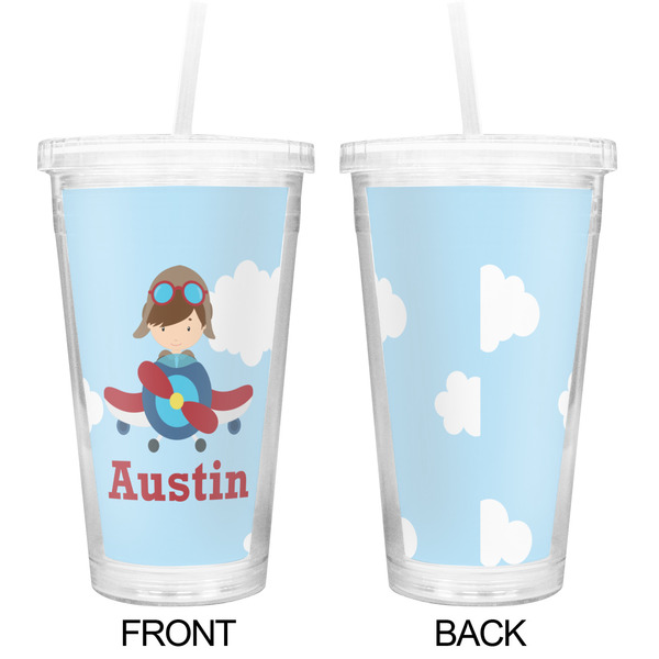 Airplane & Pilot Double Wall Tumbler with Straw - Approval